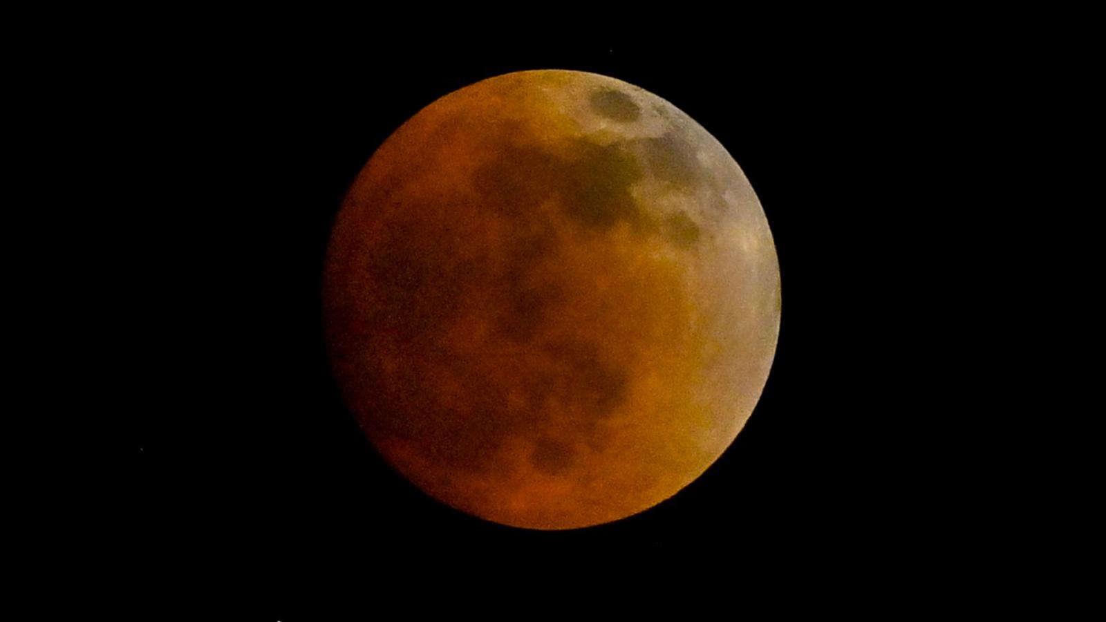 A blood moon pictured during totality.